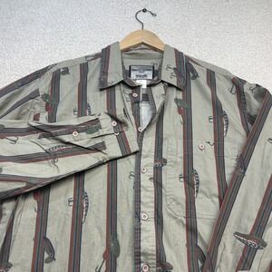 Wrangler Rugged Wear L Shirt Fishing Lure Print Outdoor Comfort Vintage USA 90s